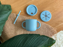 Load image into Gallery viewer, Sippy Snacker Cup with Lid and Straw - Baby Blue