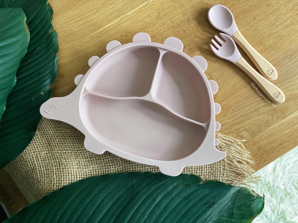 Steggy Dinosaur Plate & Cutlery Set - Blush