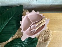Load image into Gallery viewer, Steggy Dinosaur Plate & Cutlery Set - Blush