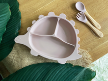 Load image into Gallery viewer, Steggy Dinosaur Plate &amp; Cutlery Set - Mustard
