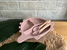 Load image into Gallery viewer, Steggy Dinosaur Plate &amp; Cutlery Set - Blush
