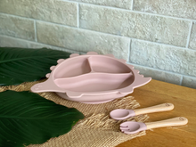 Load image into Gallery viewer, Steggy Dinosaur Plate &amp; Cutlery Set - Blush
