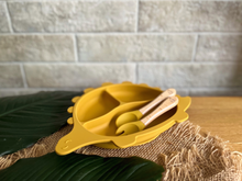 Load image into Gallery viewer, Steggy Dinosaur Plate &amp; Cutlery Set - Mustard
