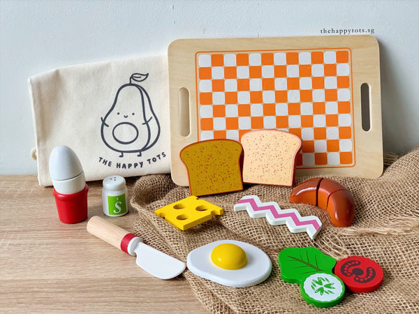 wooden breakfast play set for children